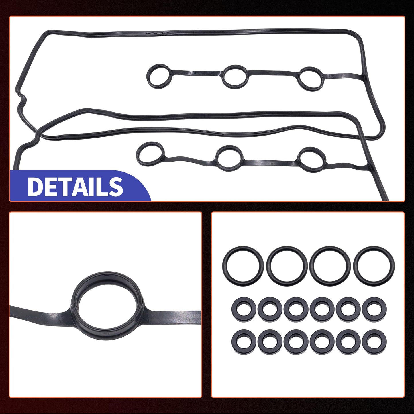 HiSport Valve Cover Gasket - Compatible with Toyota 2005-2015 Tacoma 4.0L 2005-2010 Tundra 4.0L 2003-2009 4Runner 4.0L 2007-2009 FJ Cruiser 4.0L - Replace VS50634R