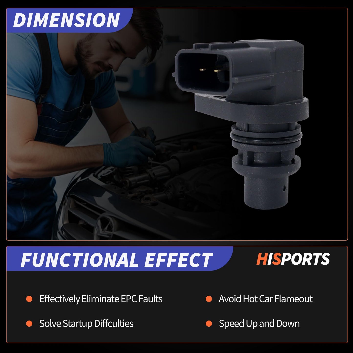 HiSport Transmission Speed Sensor - Compatible with Mazda 2 3 5 6 CX-7 Replaces FN1221551 FN1221551A SU6385 SU9767