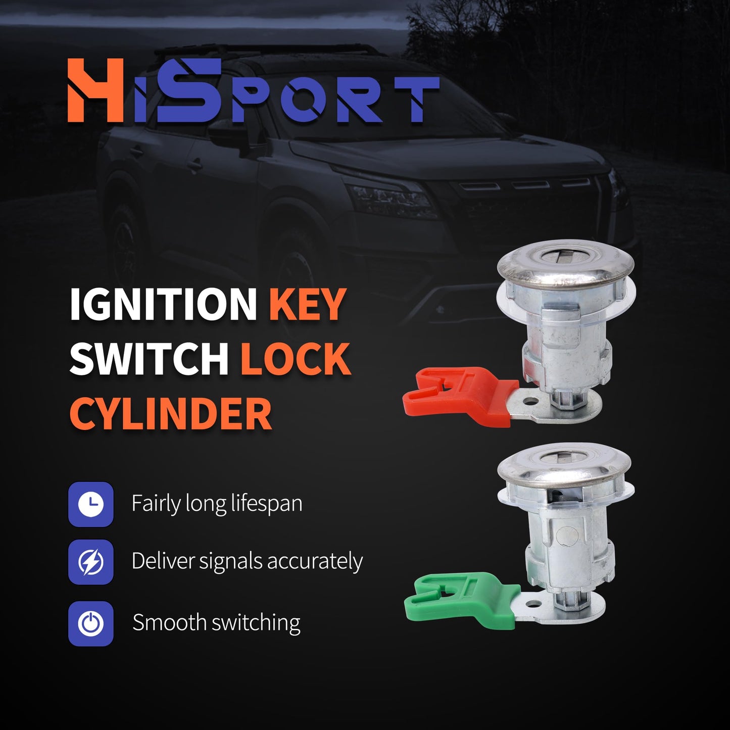 HiSport Door Locks Cylinder Lock Set 4 Keyed DL5886 703369 597638 Compatible with Ford Econoline Van/E-150/E-250/ E-350 1997-2018, Front, Side, Rear Door Lock Kit