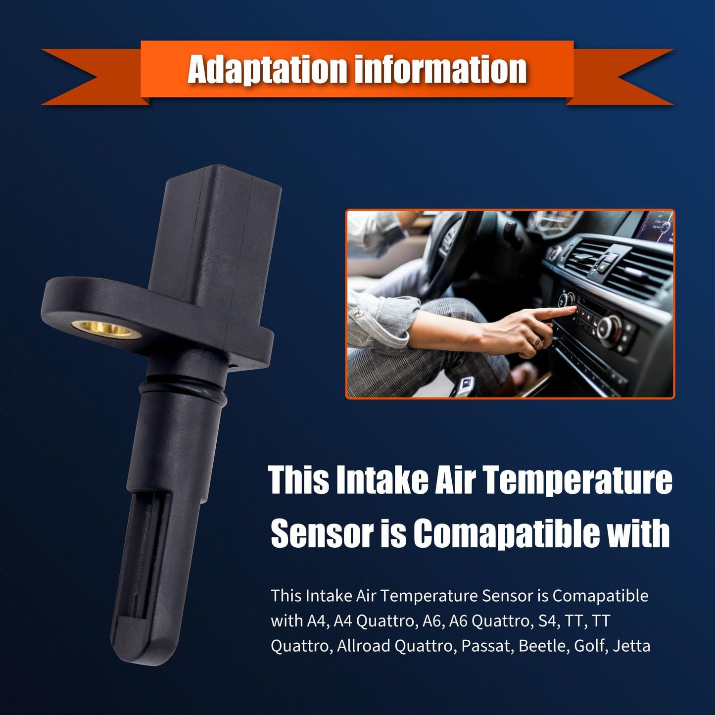 HiSport Intake Air Temperature Sensor - Compatible with Audi A3 2006-2013 A4 2002-2015 A5 2010-2015 A6 2003-2015 Q5 TT, Volkswagen Beetle CC Eos Golf Golf City GTI Jetta Passat Tiguan 06B905379A