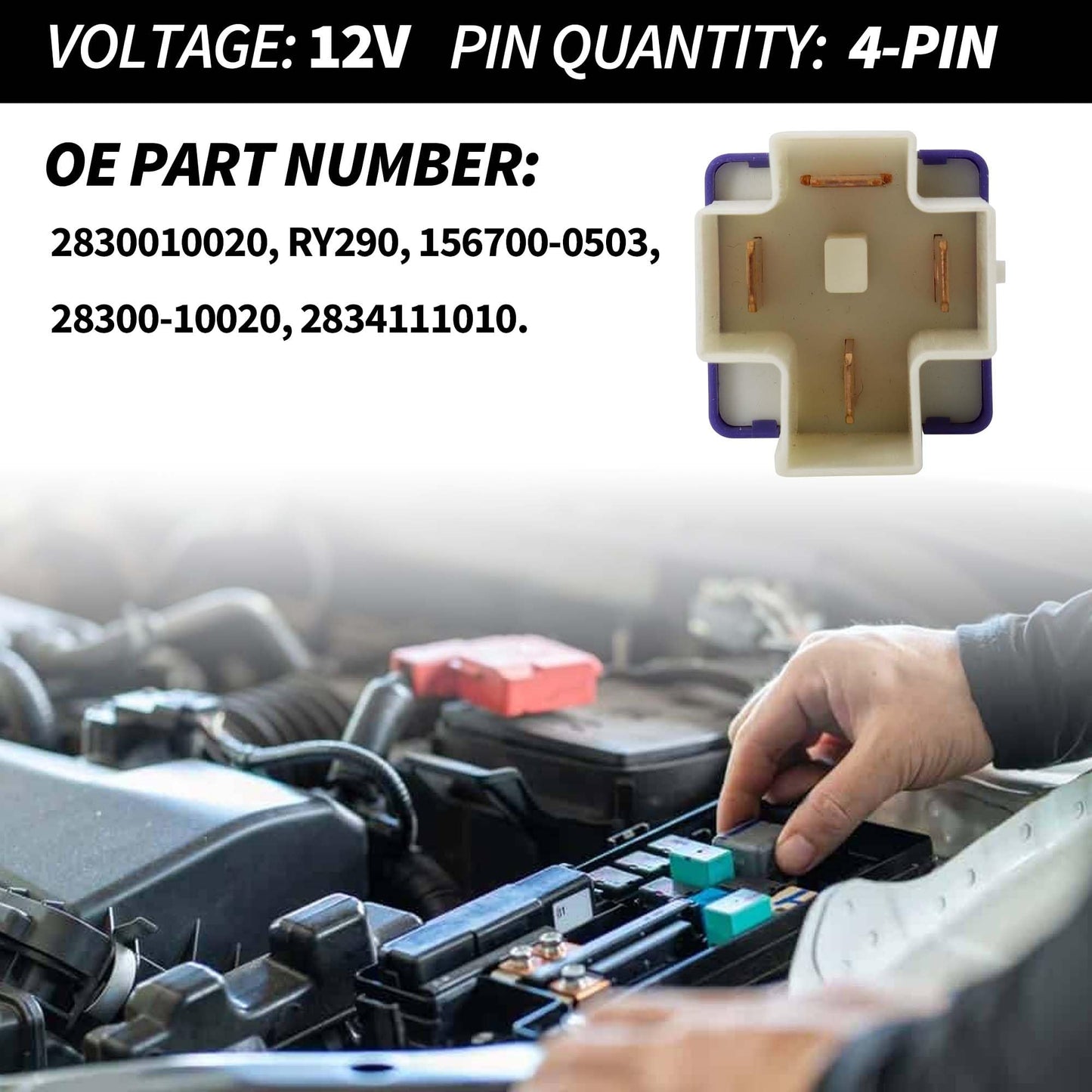 HiSport Relay 28300-10020 156700-0503 4 Pins Starter Relay Compatible with Toyota Camry Corolla Lexus