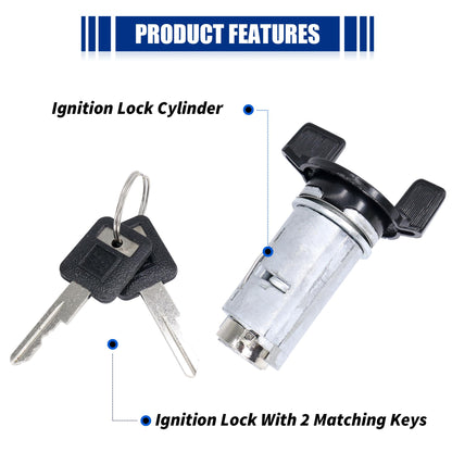 HiSport Ignition Starter Switch Lock Cylinder W/Keys Replacement for Chevy C1500 C2500 C3500 1991-1994 Replace 7840574