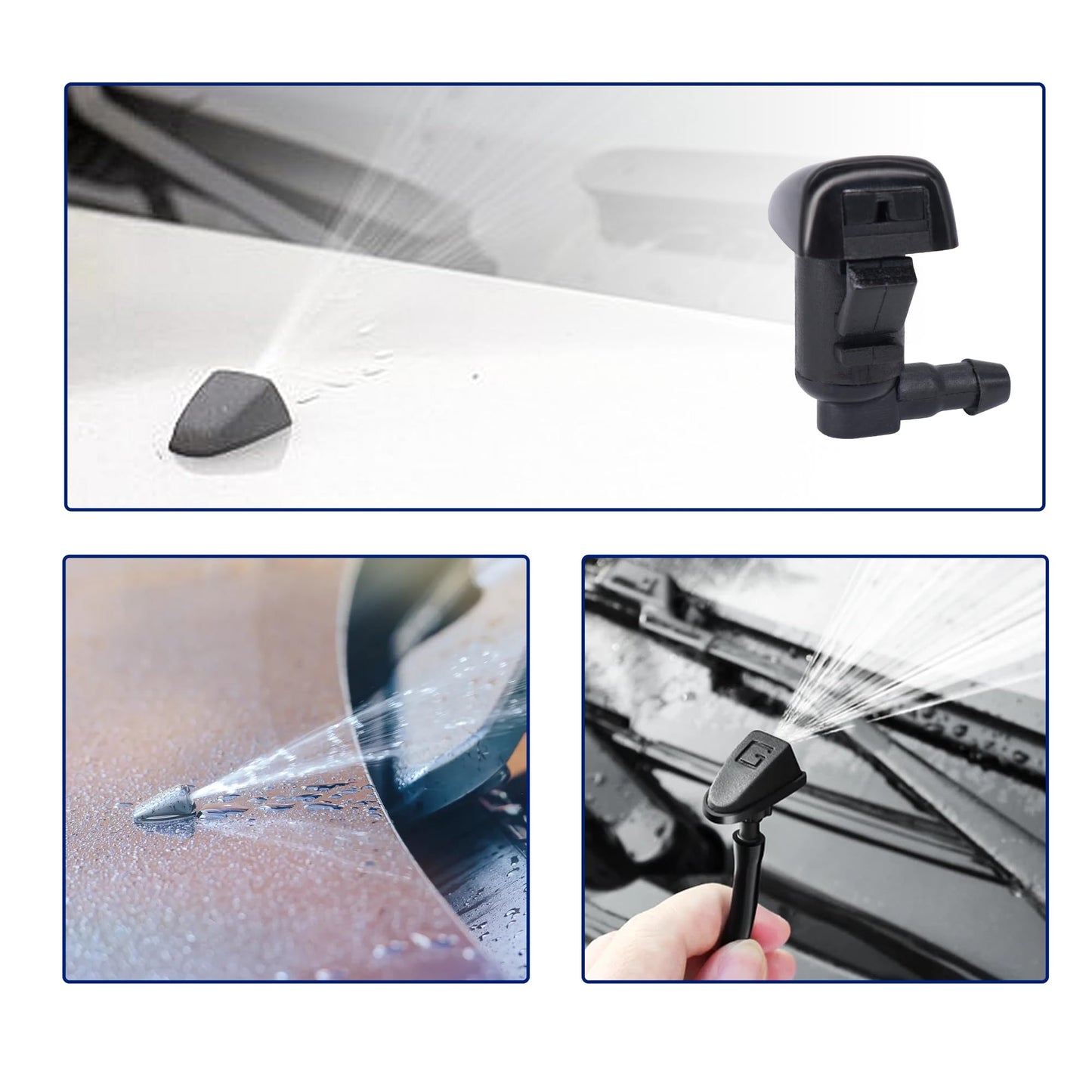 HiSport 8E5Z-17603-A Windshield Washer Nozzle - Compatible with Ford Fusion Lincoln MKZ 2008 2009 2010 2011 2012 Mercury Milan 2008 2009 2010 2011 - (Two Side)