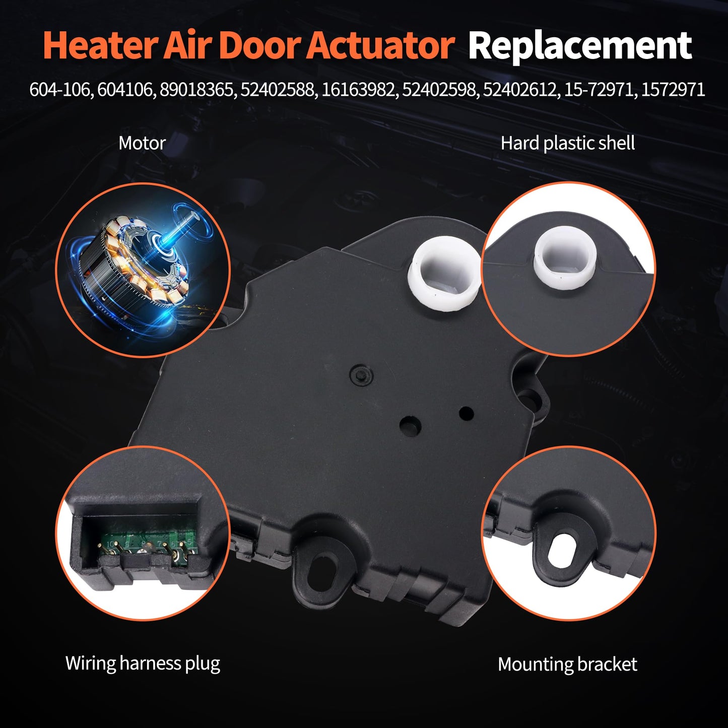 HiSport HVAC Blend Door Actuator 604-106 52402588 15-72971 89018365 Compatible with Buick, Chevy, Cadillac, GMC, Hummer, Isuzu, Oldsmobile, Pontiac Vehicles