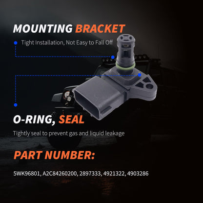HiSport MAP Manifold Absolute Pressure Sensor - Compatible with Dodge Ram Replaces 5WK96801 2897333 4921322 4903286