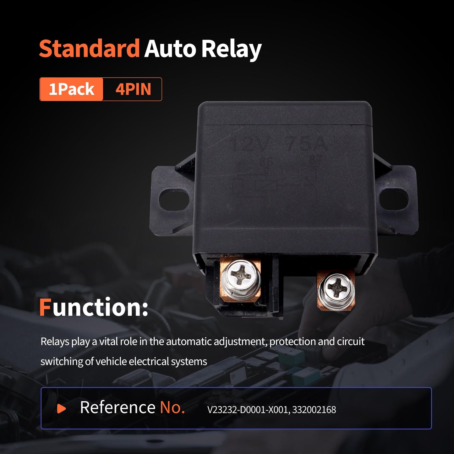 HiSport 75A 12V SPST-NO High Current Power Relay with Bifurcated Contacts Replacement for V23232-D0001-X001, 332002168