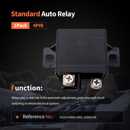 HiSport 75A 12V SPST-NO High Current Power Relay with Bifurcated Contacts Replacement for V23232-D0001-X001, 332002168