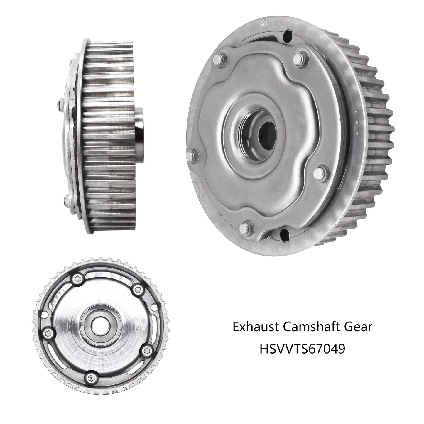 HiSport 55567048 Engine Timing Camshaft Sprocket Cam Phaser VVT Gear with Bolts Intake & Exhaust - Compatible with Chevry Aveo Aveo5 Cruze Cruze Limited Sonic G3 1.6L 1.8L - Replace 55567049