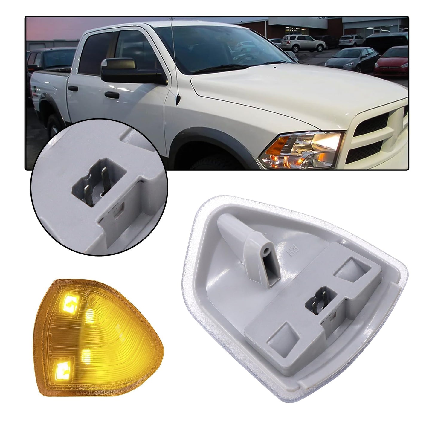 HiSport 68302828AA Left and Right LED Side Mirror Turn Signal Light Compatible with Dodge Ram 1500 2500 3500 Pickup 2010, 4000 4500 5500 2010, Ram 1500 2011-2019, 2500 3500 4000 4500 5500 2011-2018