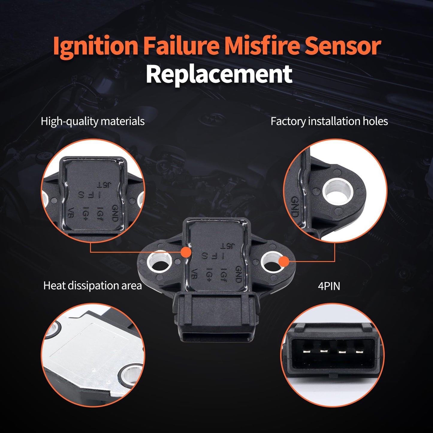 HiSport 27370-38000 Ignition Failure Misfire Sensor - Compatible with Hyundai Santa Fe Sonata XG300 KIA Optima Sedona Sorento Replaces MD374437