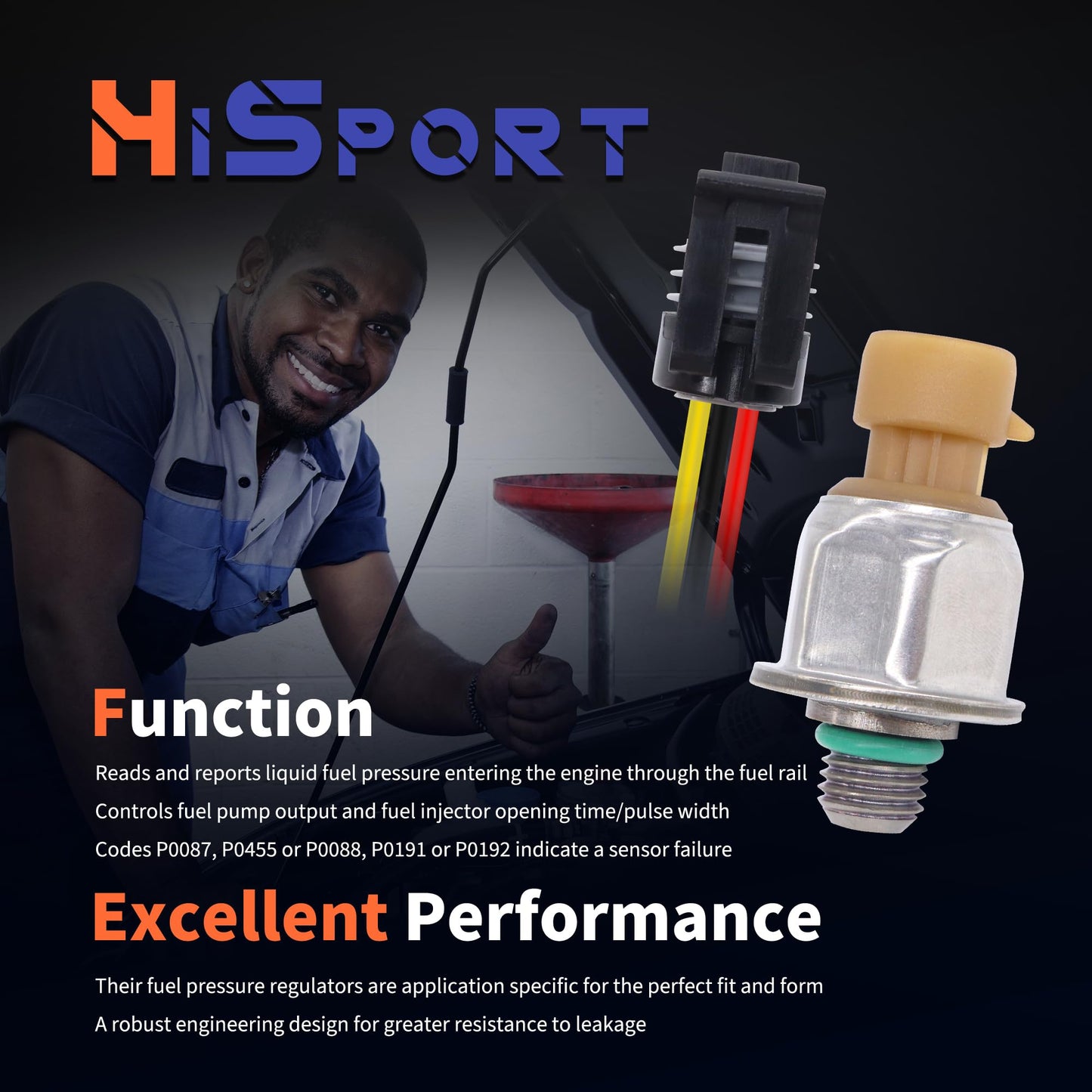 HiSport Injection Control Pressure Sensor 6.0L - Compatible with Ford E-350 E-450 Super Duty 2004-2010 F-250 F-350 F-450 Super Duty F-550 2003-2007 E-350 Club Wagon 2004-2005 - Replace 1845428C92