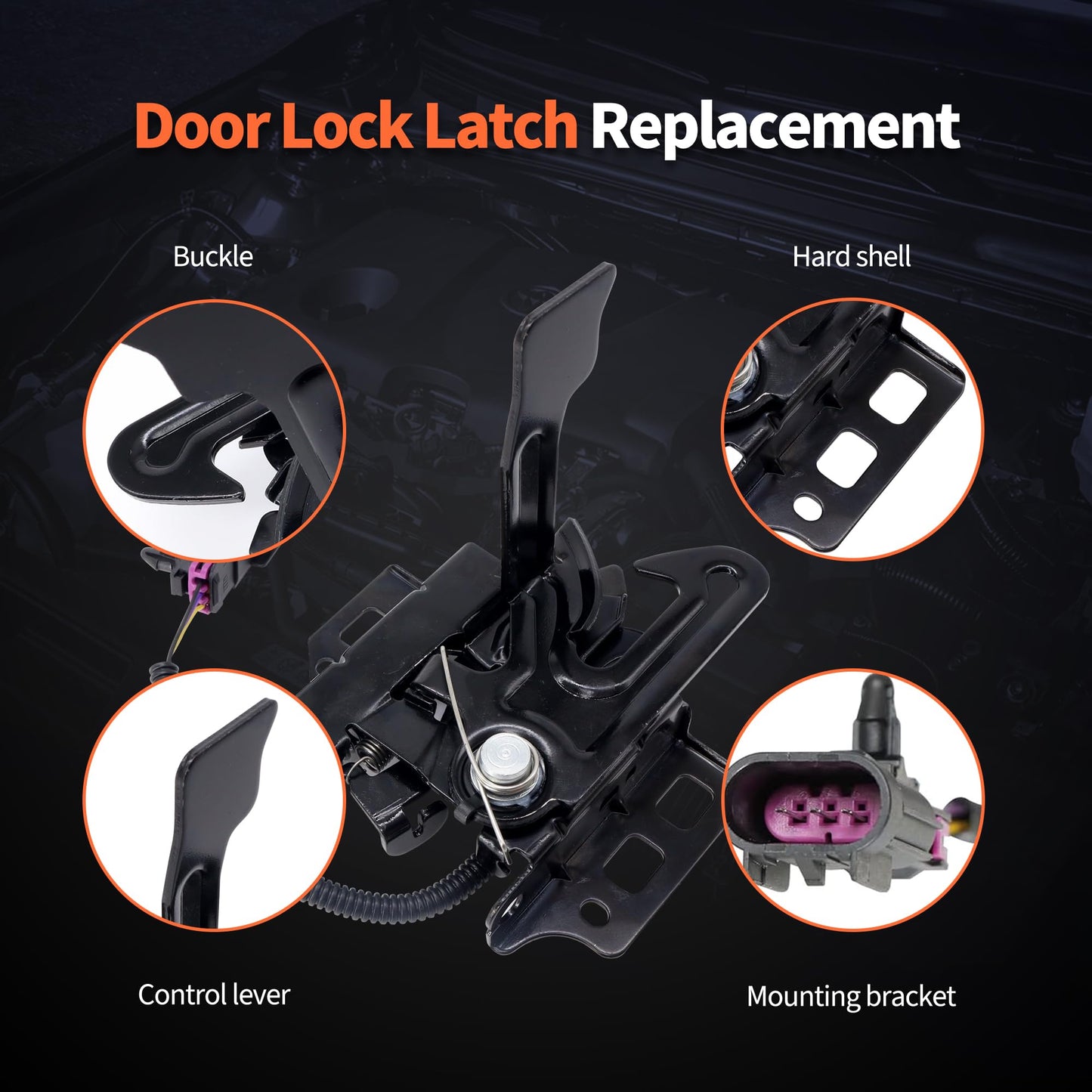 HiSport Front Hood Latch Lock with Sensor and Switch Assembly Compatible with Chevrolet Cheyenne Avalanche Silverado Tahoe GMC Yukon Sierra Cadillac Escalade Replaces 15139168 20763454 20763655