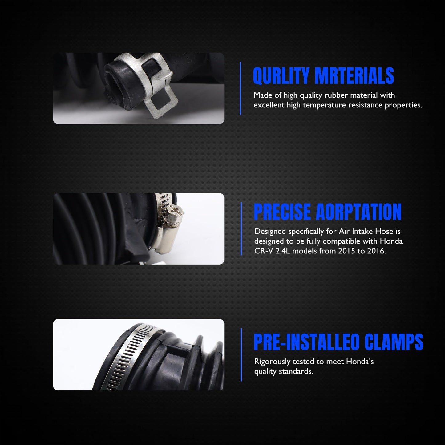 HiSport Air Intake Hose - Compatible with Honda CR-V 2.4L 2015-2016 Replacement for 17228-5LA-A00 Intake Duct Filter Tube Boot