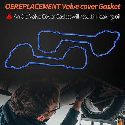 HiSport Engine Valve Cover Gasket Set - Compatible with Ford Edge Explorer F-150 Flex Mustang Police Interceptor Sedan Taurus Transit-150 Transit-250 Transit-350 Transit-350 HD - Replace VS50814R