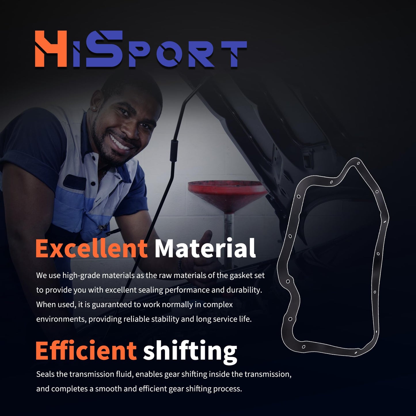 HiSport Transmission Oil Pan Gasket - Compatible with GM Turbo 400, 3/16'' Thick