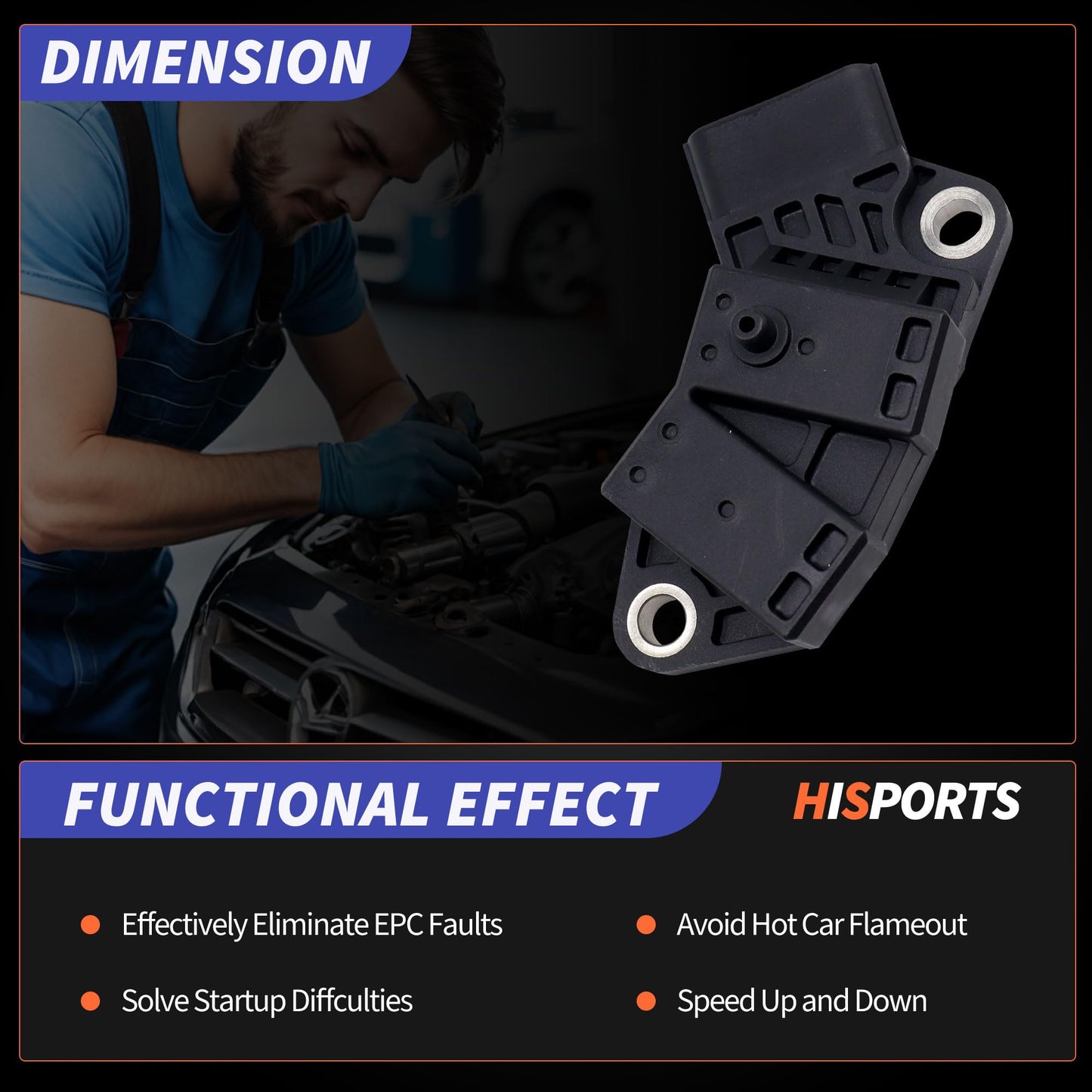 HiSport Crankshaft Position Sensor - Acura RL MDX RL TL TL MDX Compatible with Honda Odyssey Pilot Ridgeline Accord 2003-2010 3.0L 3.2L 3.5L 3.7L - Replace 37500RCAA01