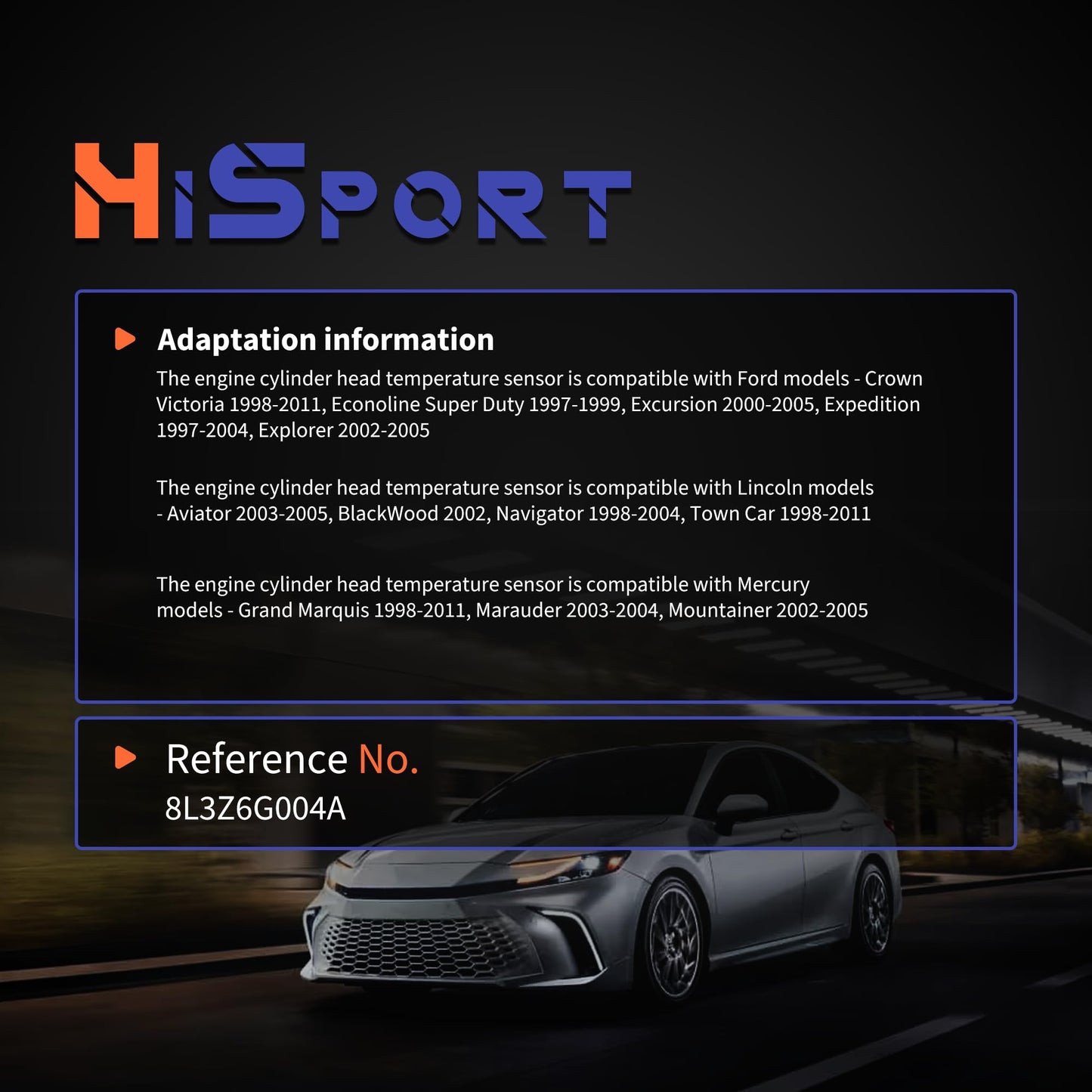 HiSport Engine Cylinder Head Temperature Sensor - Compatible with Ford Excursion Expedition Lincoln Aviator BlackWood Navigator Mercury Marauder Mountainer Replaces 8L3Z6G004A