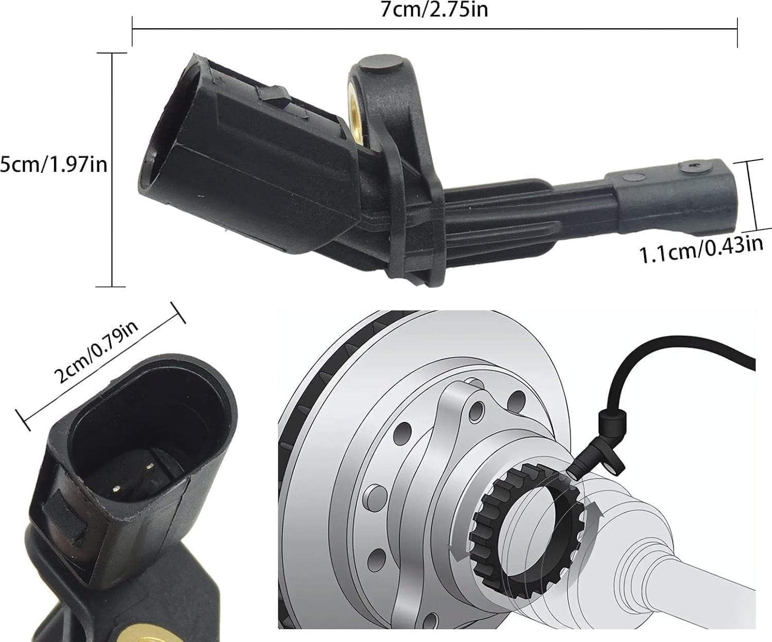 HISports 23808 ABS-Sensor Kompatibel mit A1 A3 Q3 TT Seat Altea Leon Kompatibel mit Skoda VW