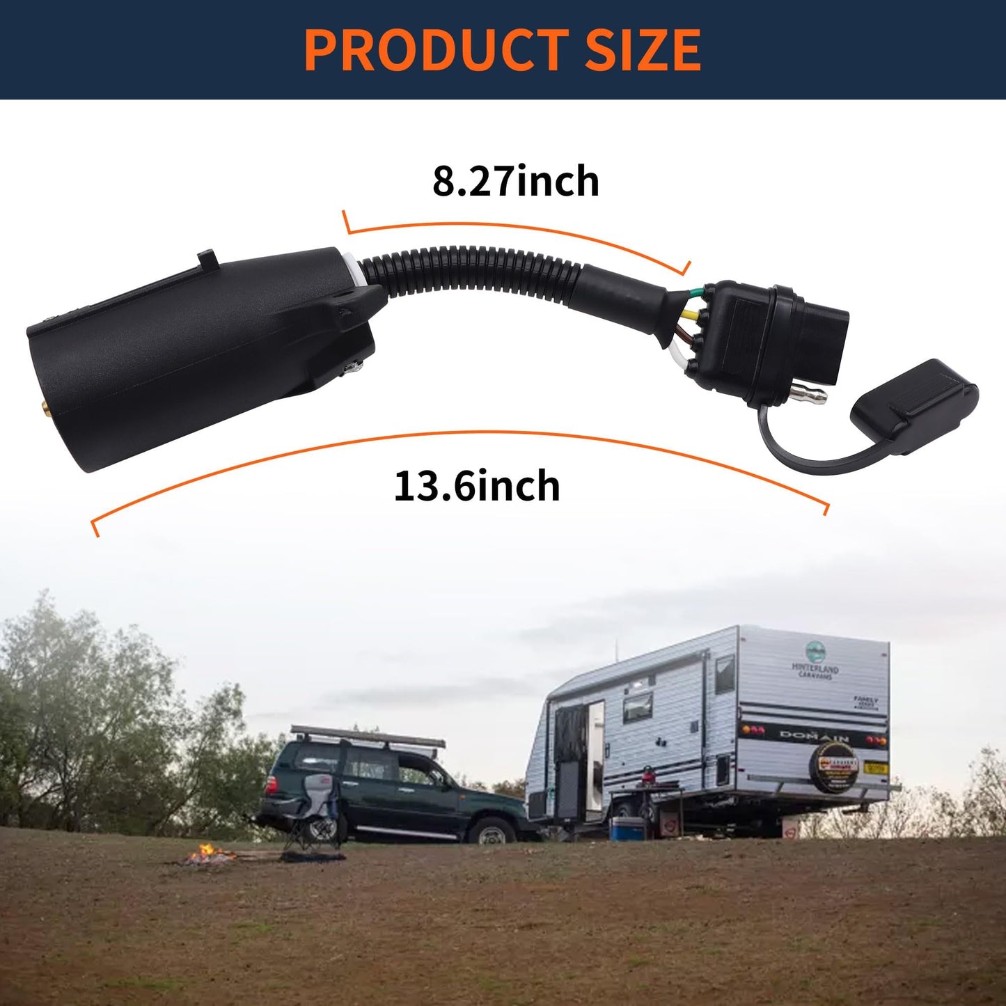 HiSport 7 Way Blade to 4 Way Flat Trailer Adapter Rv Trailer Connector Used in Most Vehicles Including Caravan and RVs