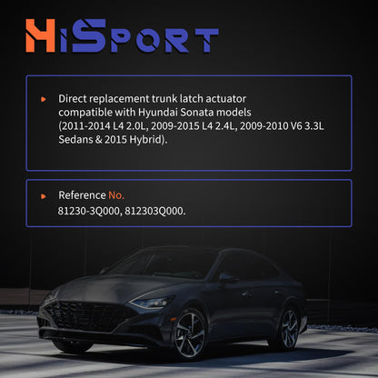 HiSport Rear Tailgate Trunk Latch Lock Actuator Compatible with Hyundai Sonata 2011-2015 Replacement for 81230-3Q000 812303Q000
