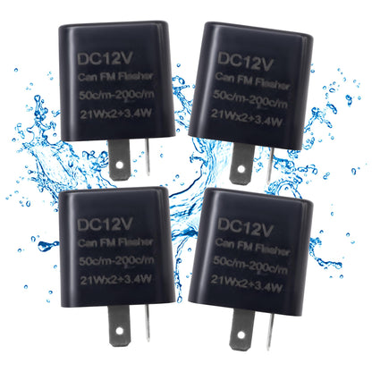 HiSport 12V 2 PIN Adjustable Electronic Flasher Relay Compatible with Honda Grom 125, Kawasaki ZX6R, 250R, Ninja 300, Z300, Black Blinker Relay Fix for LED Turn Signal Light Bulbs 4PCS