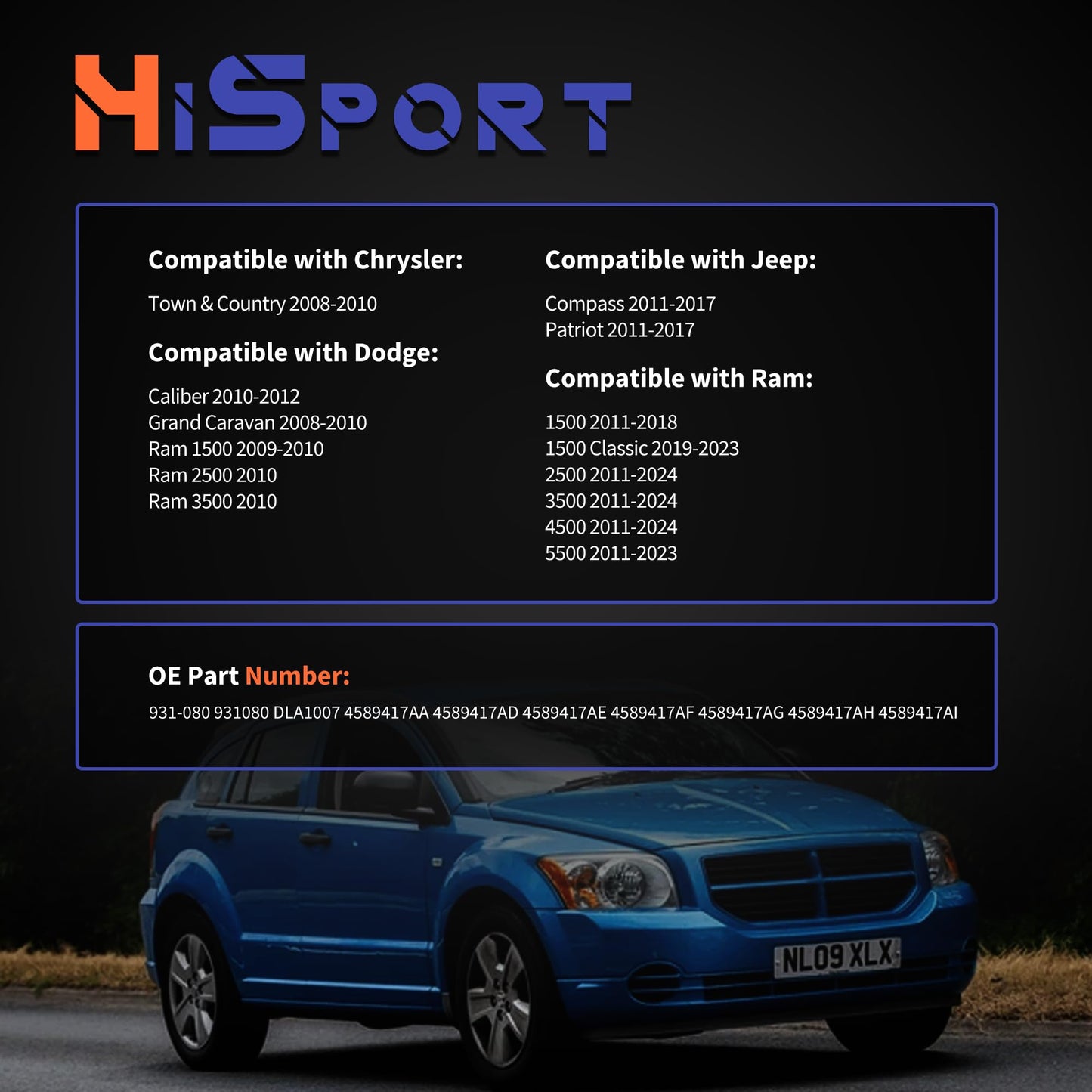 HiSport 931-080 Door Lock Latch Actuator Front Left Driver Side - Compatible with Chrysler Town & Country Dodge Caliber Grand Caravan Ram 1500 Ram 2500 Ram 3500 Jeep Compass Patriot 2008-2024