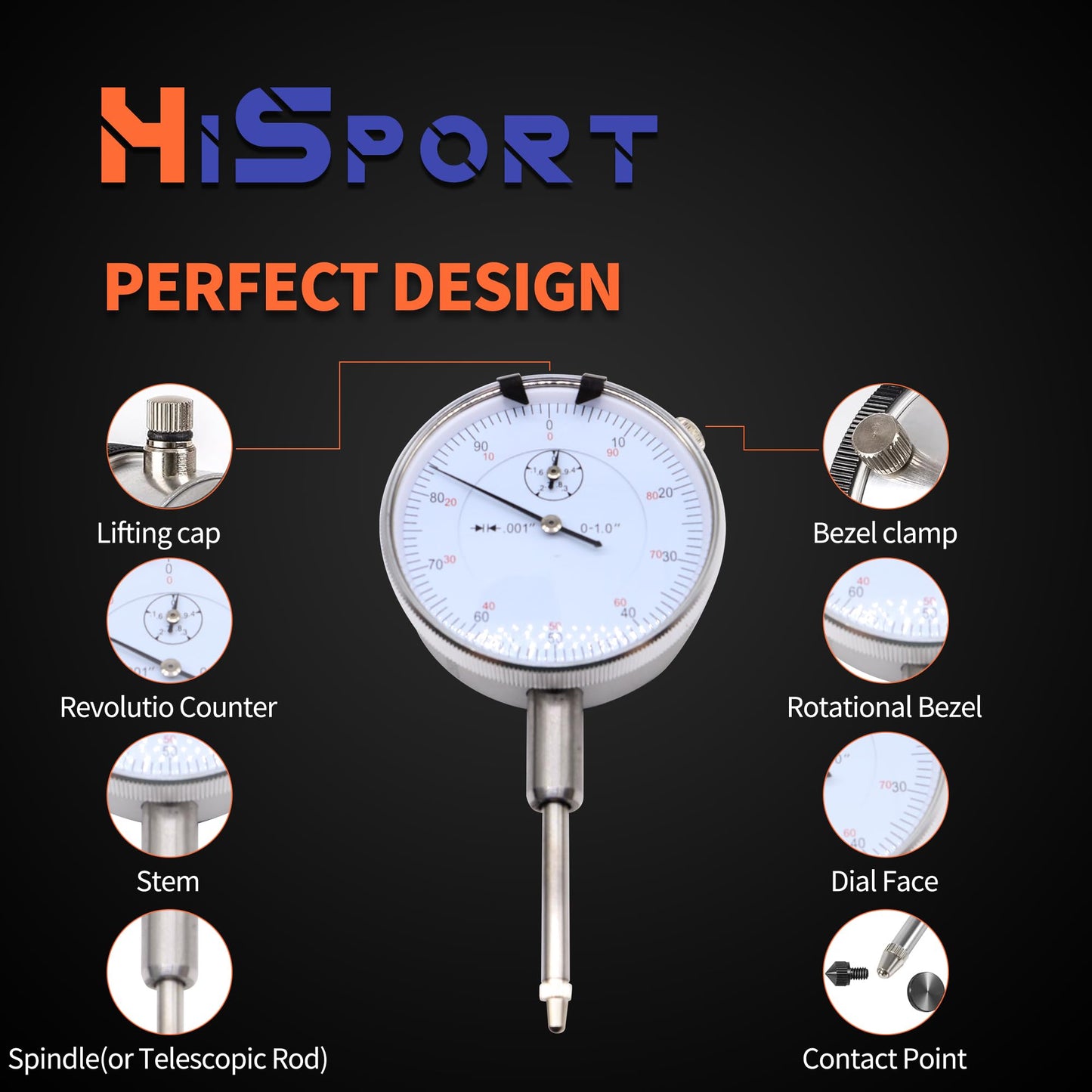 HiSport 6434 Sleeve Height and Counter Bore Gauge for All Diesel Engines - Range: 0-1.00'' Graduation: 0.001'' Reading: 0-100