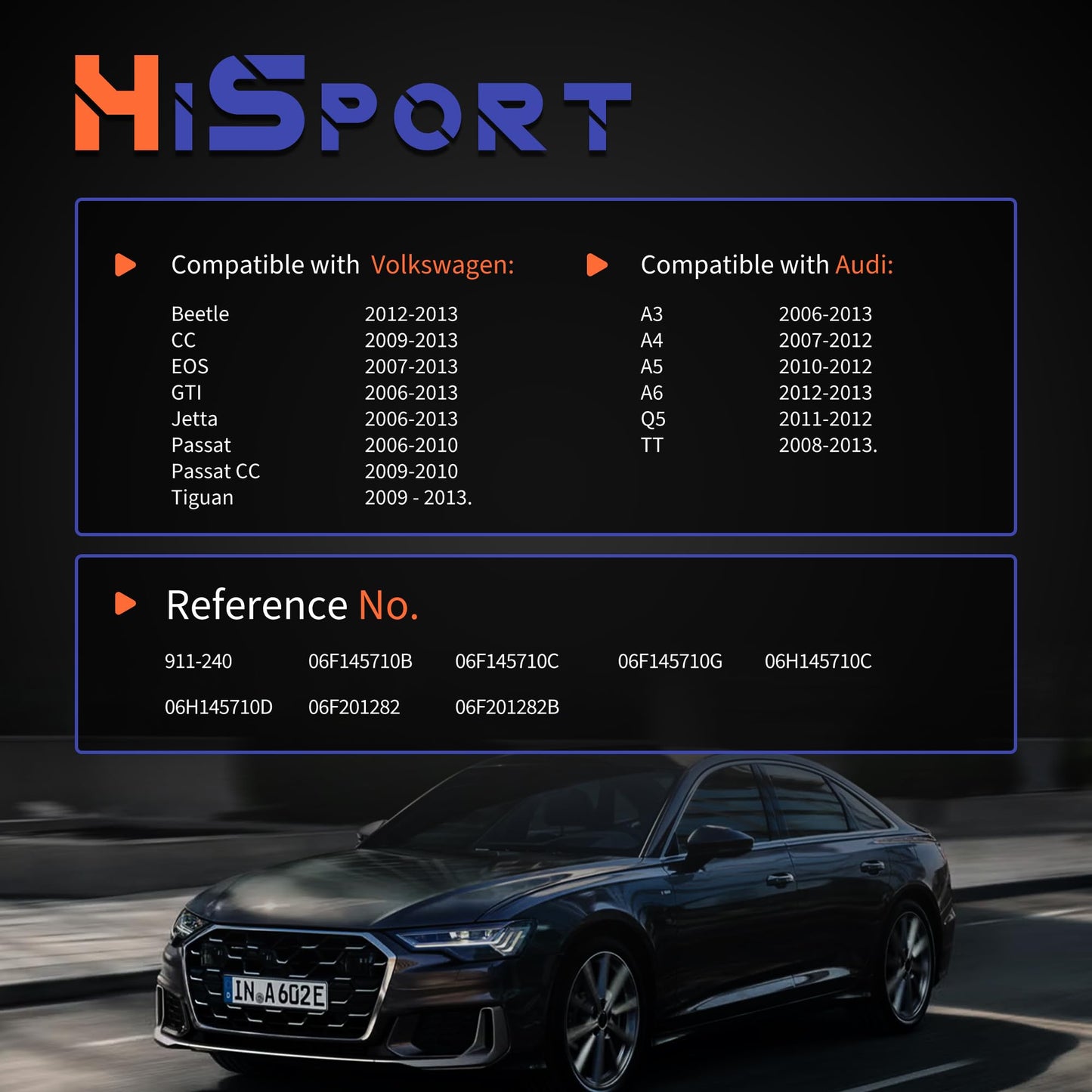 HiSport Turbocharger Bypass Valve, Cutoff Bypass Diverter Valve 06H145710D Compatible with Volkswagen CC Eos GTI Jetta Passat Tiguan Beetle & Audi A3 A4 A5 A6 TT Quattro