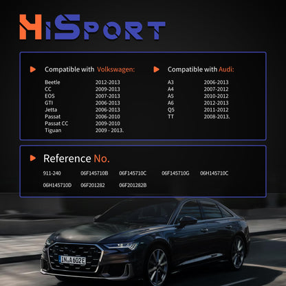 HiSport Turbocharger Bypass Valve, Cutoff Bypass Diverter Valve 06H145710D Compatible with Volkswagen CC Eos GTI Jetta Passat Tiguan Beetle & Audi A3 A4 A5 A6 TT Quattro