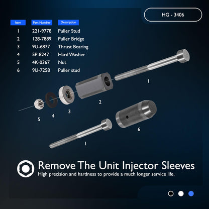 HiSport Fuel Injector Seal Install Tools for 9U-6891 CAT 3406E/C-15/C-16 Engines - 9U-6891 Injector Sleeve Remover Installer Set 8 PCS Include Injector Height Tool and Engine Barring Socket