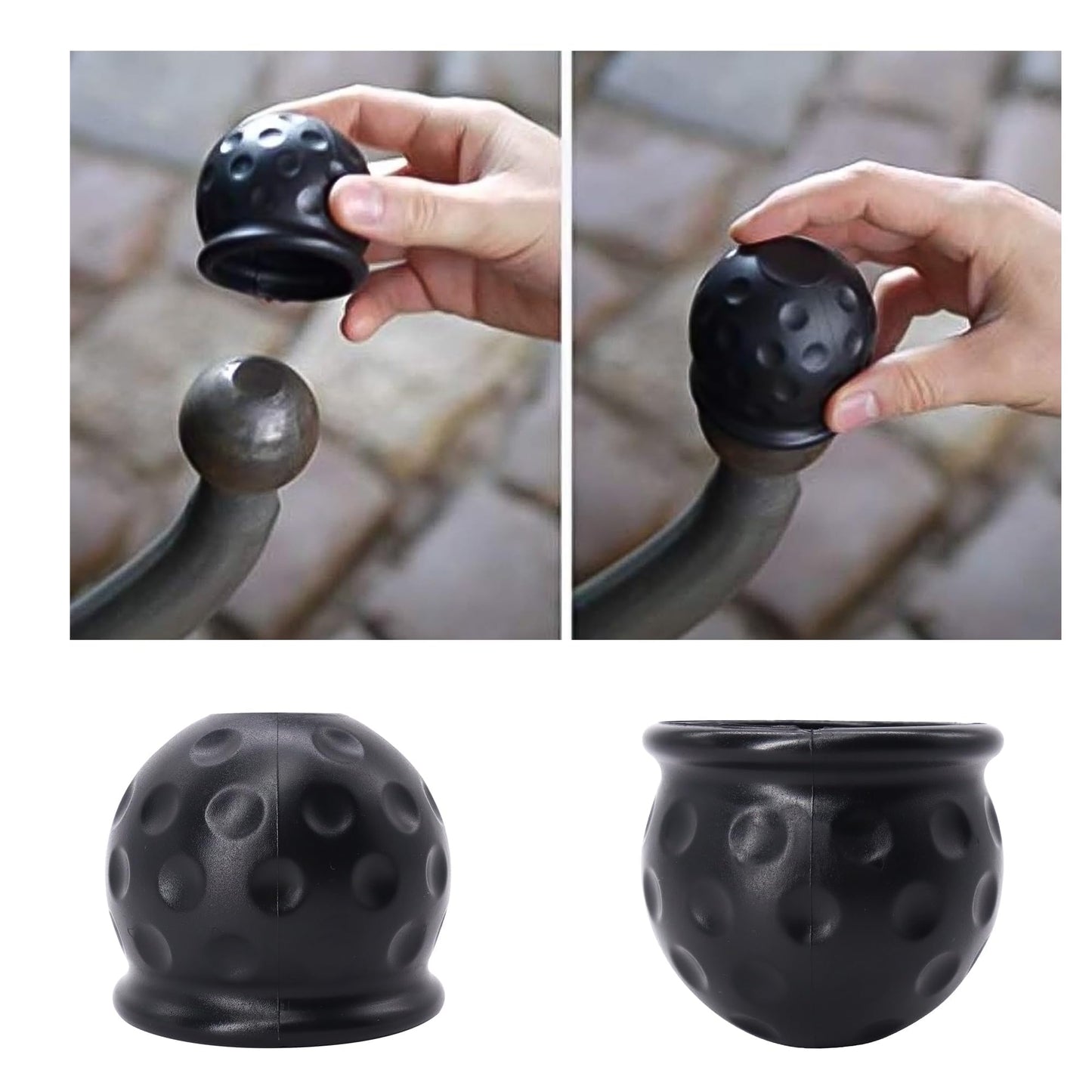 HiSport 4-Pack Universal Trailer Hitch Ball Covers - 2" Rubber Towing Ball Protectors for RV, Truck, Boat, Caravan - Weather-Resistant Dustproof Protective Caps