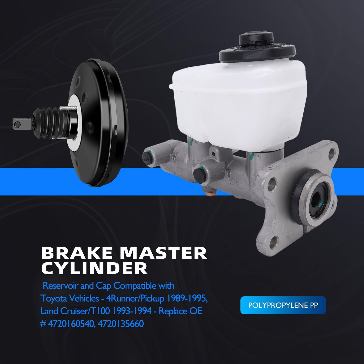 HiSport 4720160540 Brake Master Cylinder with Reservoir and Cap Compatible with Toyota 4Runner 1989 1990 1991 1992 1993, Land Cruiser 1993-1994, Pickup 1989-1993, T100 1993 Replace MC39996