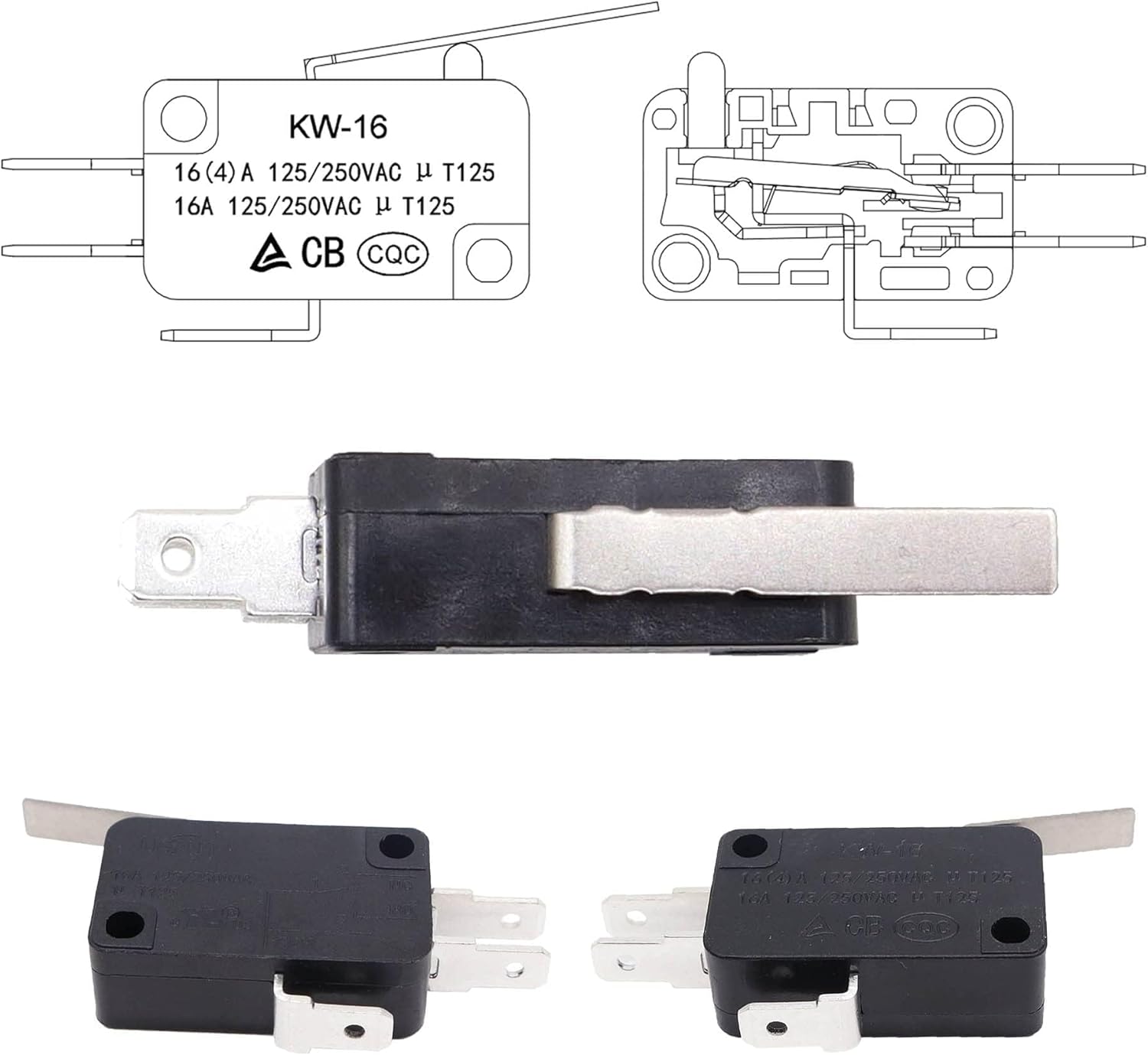 HISports 6 PCS mikroschalter 12v V-152-1c25-kompatibel mit Arduino, kurzer kurzer Scharnierhebel Arm SPDT Snap Action Typ,endschalter,schiebeschalter,microschalter