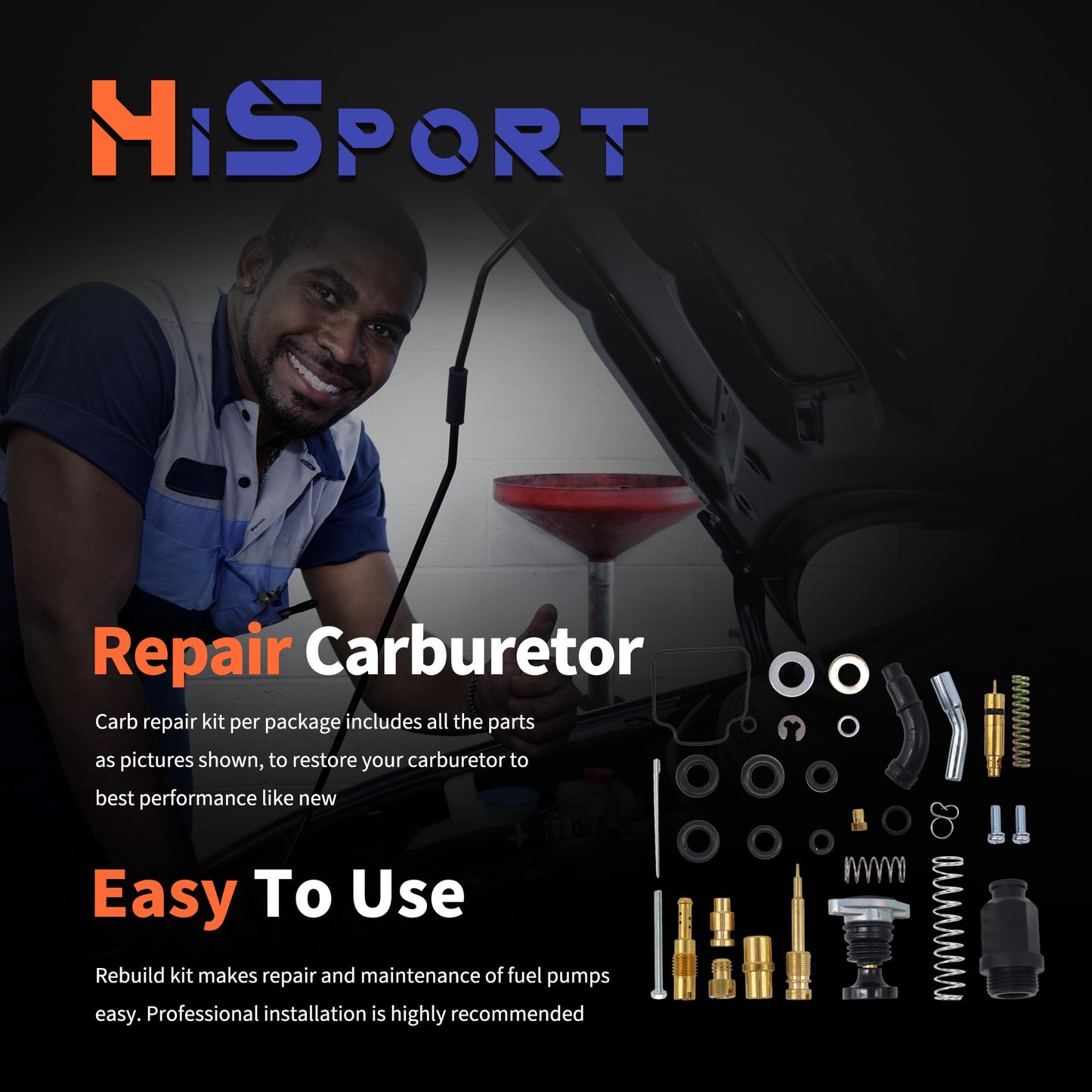 HiSport Carburetor Carb Repair Kit with Choke Plunger Starter Valve and Carb Primer Pump Replacement for Honda Foreman 450 TRX450 1998 1999 2000 2001 2002 2003 2004