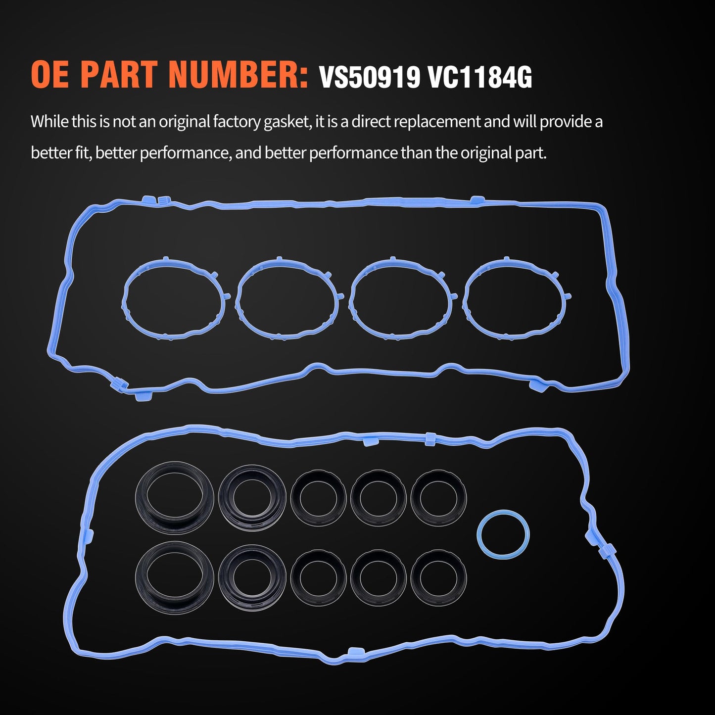 HiSport Engine Valve Cover Gasket Set - Compatible with Chrysler Pacifica Voyager Dodge Durango Jeep Grand Cherokee Wrangler Ram 1500 ProMaster 1500/2500 / 3500 3.6L 2016-2022 - Replace VS50919