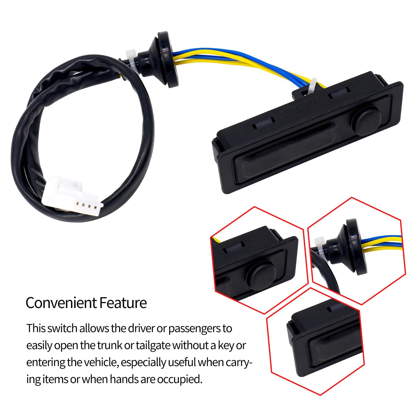 HiSport 25380-1AA0A Tailgate Release Button Trunk Switch - Compatible with Nissan Murano 2008 2009 2010 2011 2012 2013 2014