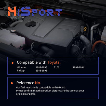 HiSport Fuel Injection Pressure Regulator PR4043 Replacement for Toyota 4Runner Pickup 1988 1989 1990 1991 1992 1993 1994 1995 T100 1992 1993 1994, 3.0 Bar