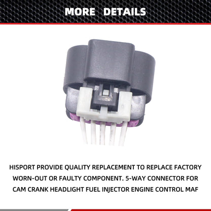 HiSport 645-500 Mass Air Flow Sensor Connector Comptible with Buick, Cadillac, Chevrolet, Chevy, GMC, Hummer, Isuzu, Oldsmobile, Pontiac, Saab, Saturn, Workhorse Fasttrack Replace 13585858, 19151498