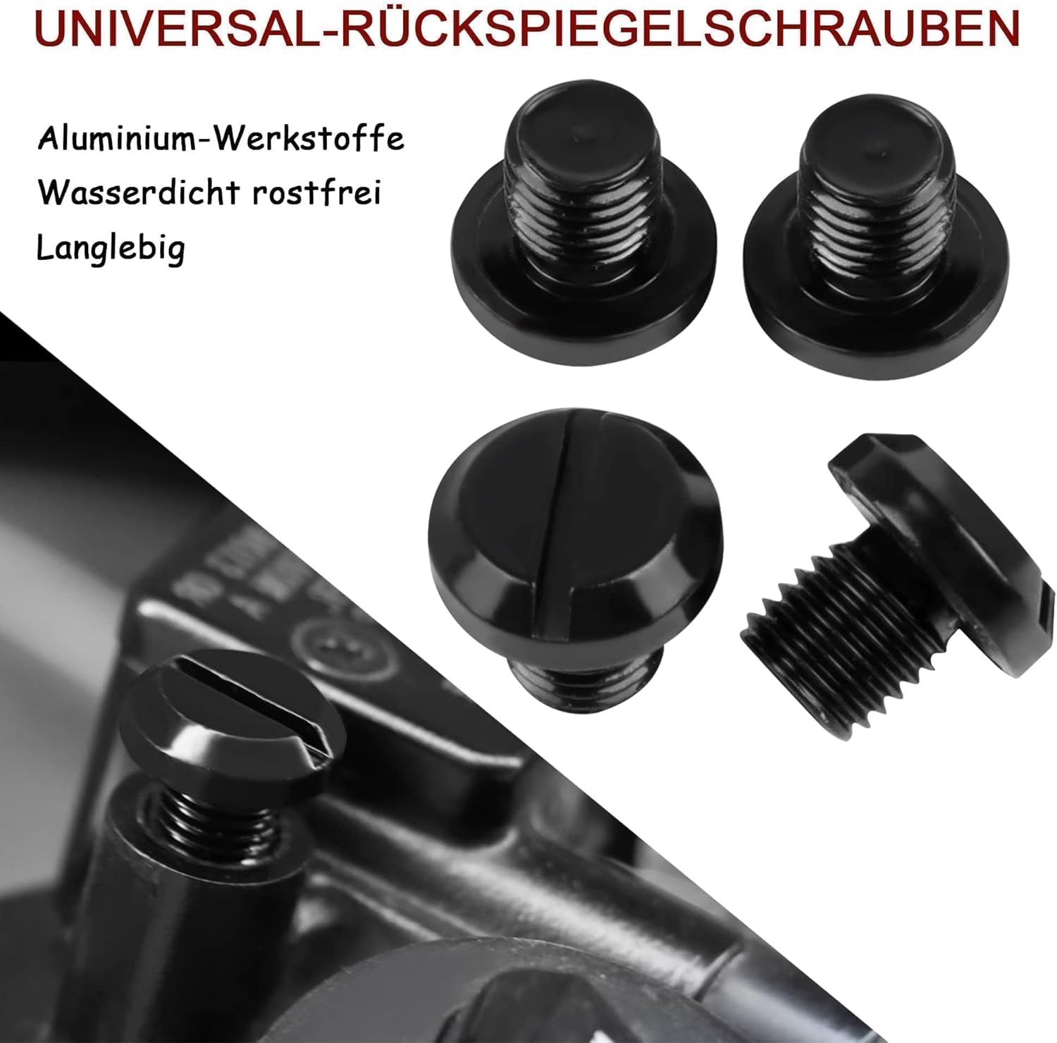 HISports 4 Stück Motorrad Spiegel Blindstopfen Universal, Aluminium CNC Spiegelloch Schrauben M10 x 1,25 Rechts und Linksgewinde Blindstopfen