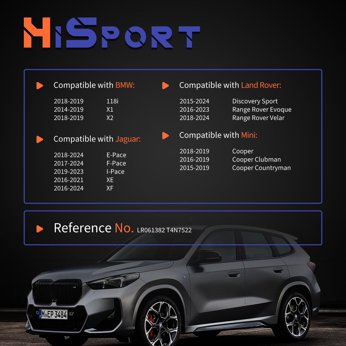 HiSport Rear Left Parking Brake Actuator Motor - Compatible with BMW 118i X1 X2 Jaguar E-Pace F-Pace I-Pace XE XF Land Rover Discovery Sport Range Rover Evoque Velar 2014-2024 - Replace LR061382