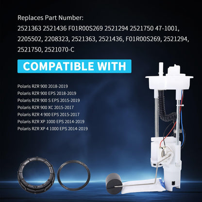 HiSport Fuel Pump Assembly Compatible with RZR 900 2018-2019, EPS 2018-2019,XC 2015-2017, RZR XP 4 1000 EPS 2014 2015 2016 2017 2018 2019 Replace 47-1001 2205502 2521363