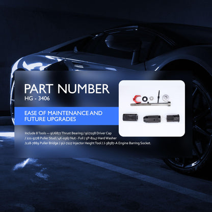 HiSport Fuel Injector Seal Install Tools for 9U-6891 CAT 3406E/C-15/C-16 Engines - 9U-6891 Injector Sleeve Remover Installer Set 8 PCS Include Injector Height Tool and Engine Barring Socket