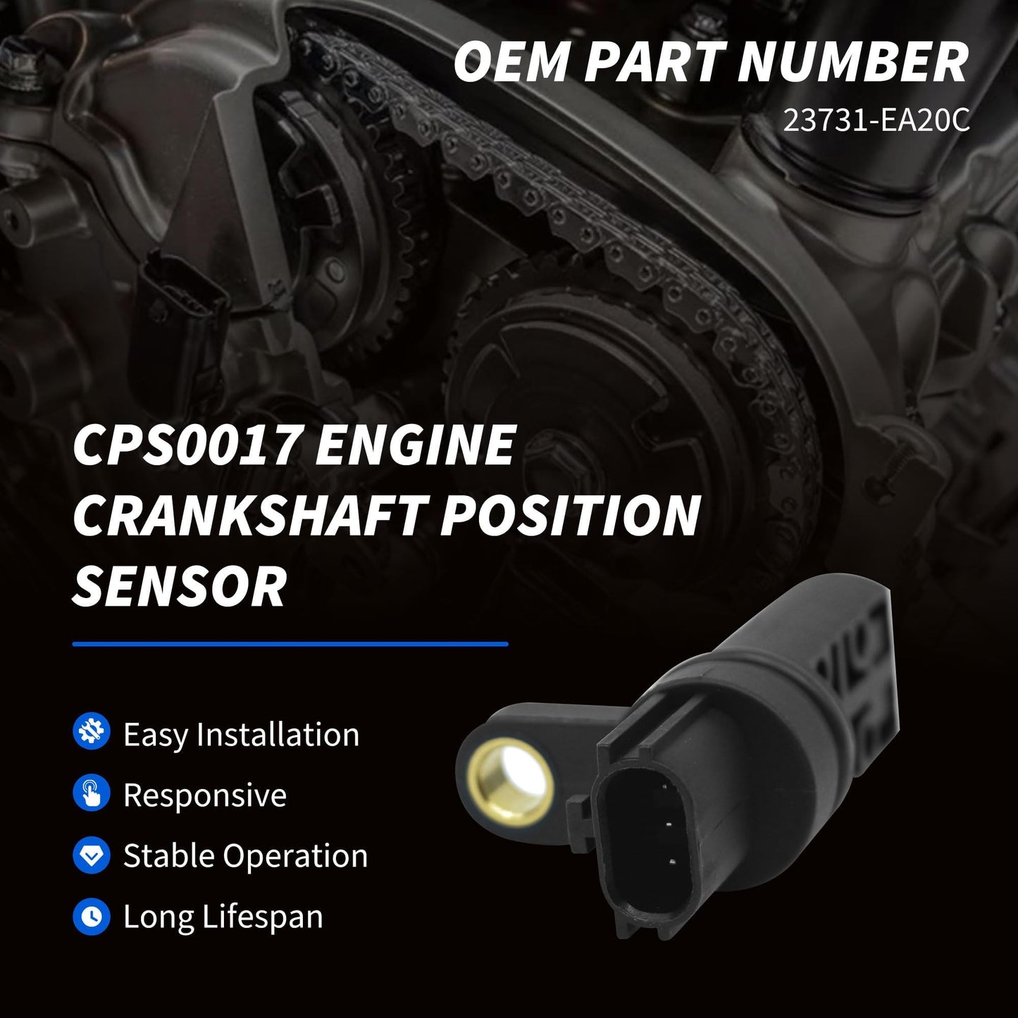 HiSport 23731EA20C Crankshaft Position Sensor Compatible with Nissan Frontier 2005-2020 NV1500 2500 3500 2012-2015 Pathfinder 2005-2012 Xterra 2005-2015 Suzuki Equator Replace 23731EA20A 23731EA20D