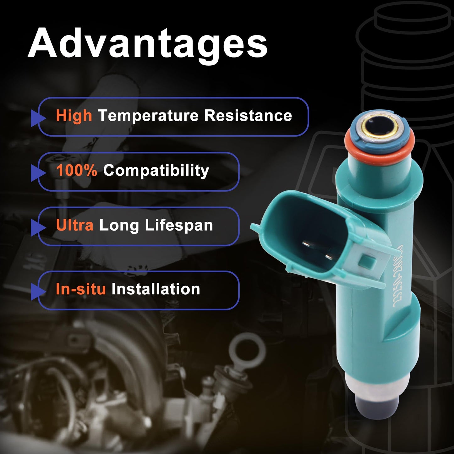 HiSport Fuel Injectors 23250-28080 Compatible with Toyota Matrix Highlander RAV4 Solara,Replacement for Scion TC XB 2.4L L4