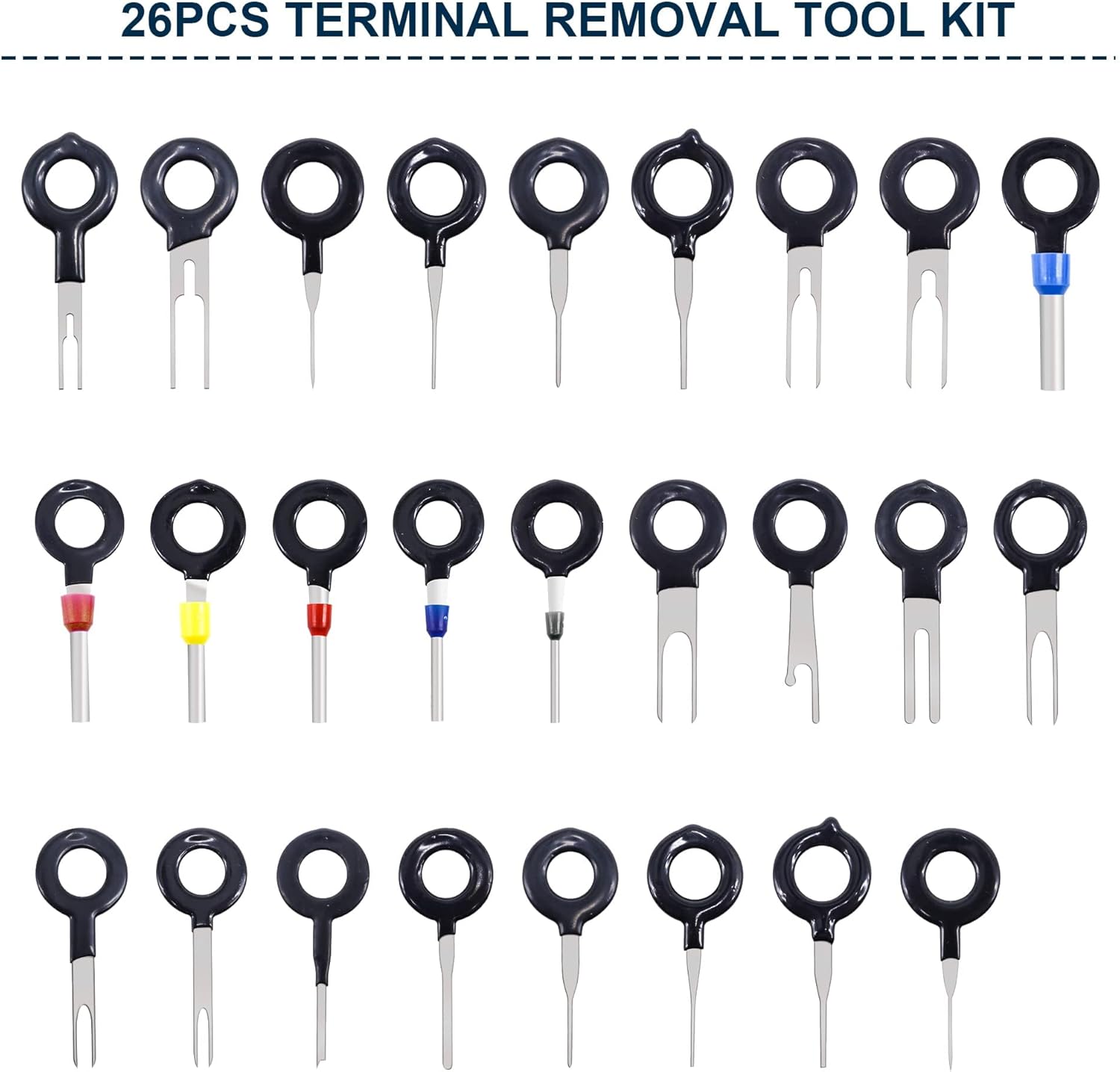 HISports Terminal Removal Tool Kit, 26Pcs Terminal Ejector Kit for Car, Pin Extractor Tool Set Key Removal Tools Puller Repair Release Electrical Wire with Protective Case for Most Connector Terminal