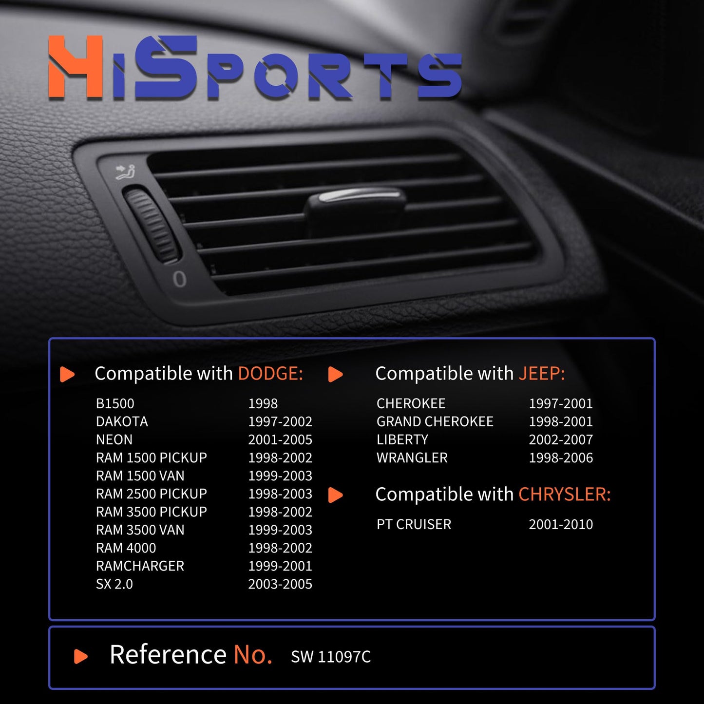 HiSport A/C Clutch Cycle Switch - Compatible with Dodge B1500 Dakota Neon Ramcharger Jeep Cherokee Grand Cherokee Chrysler Pt Cruiser Replaces SW 11097C