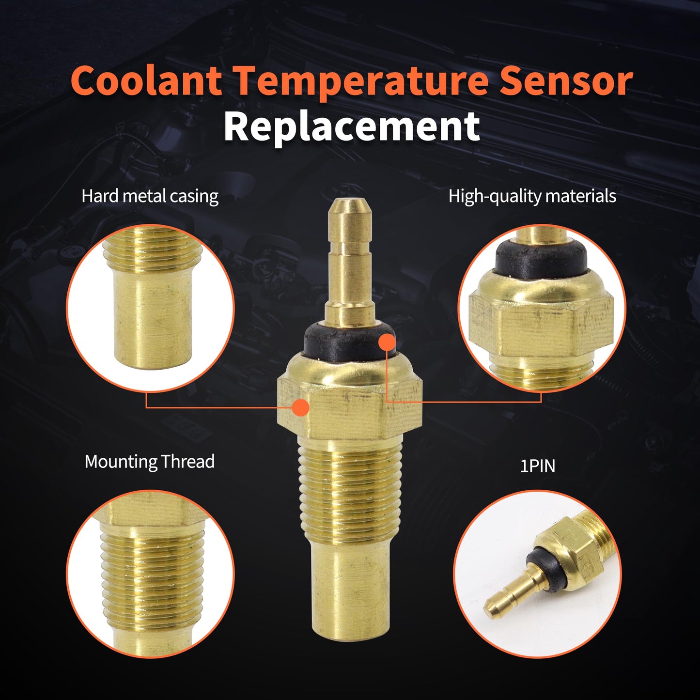 HiSport Engine Coolant Temperature Sensor - Compatible with Honda Accord CR-V Acura GEO Daihatsu Isuzu Pontiac Suzuki Temp Sensor Replace 37750-PH2-014