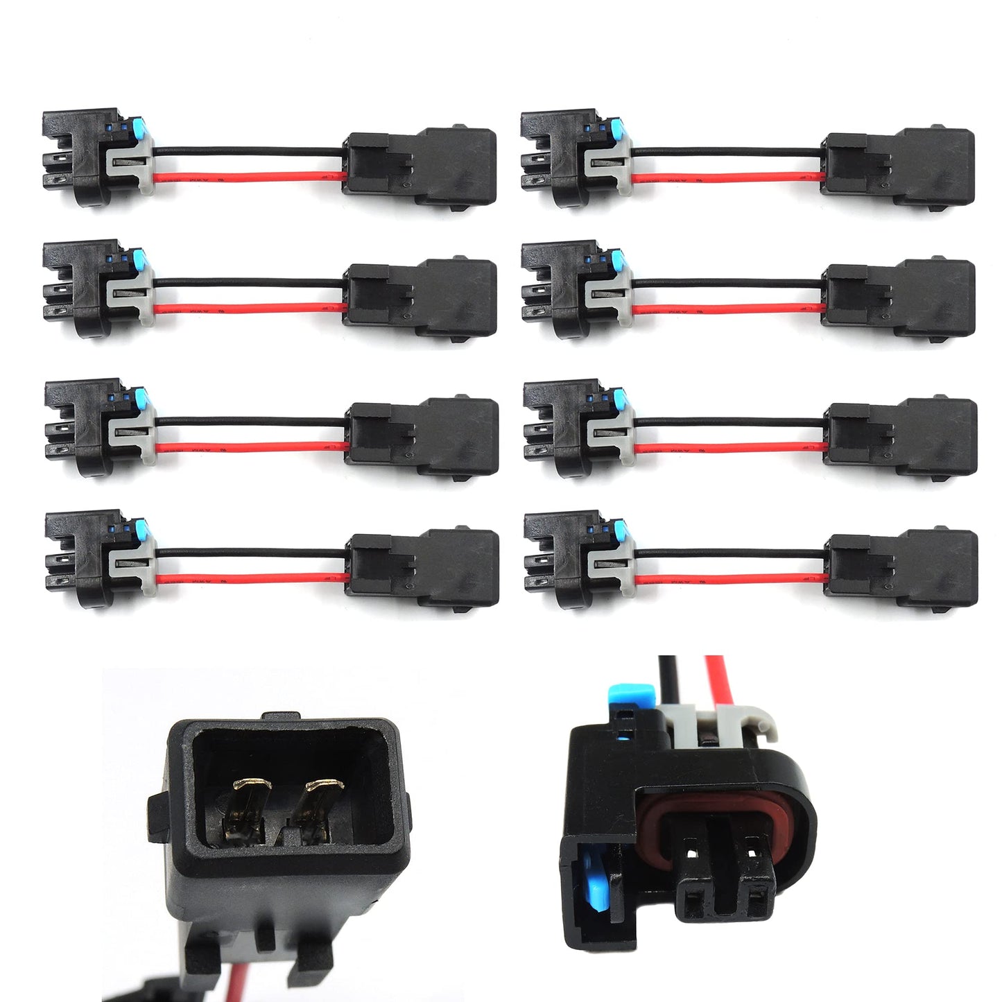 HiSport Injector PnP Adaptors Plugs Compatible with LQ4 LQ9 4.8 5.3 6.0 Injectors into LS1 LT1 EV1 wiring Harness Connectors 8Pcs Replace 17113553 25317628