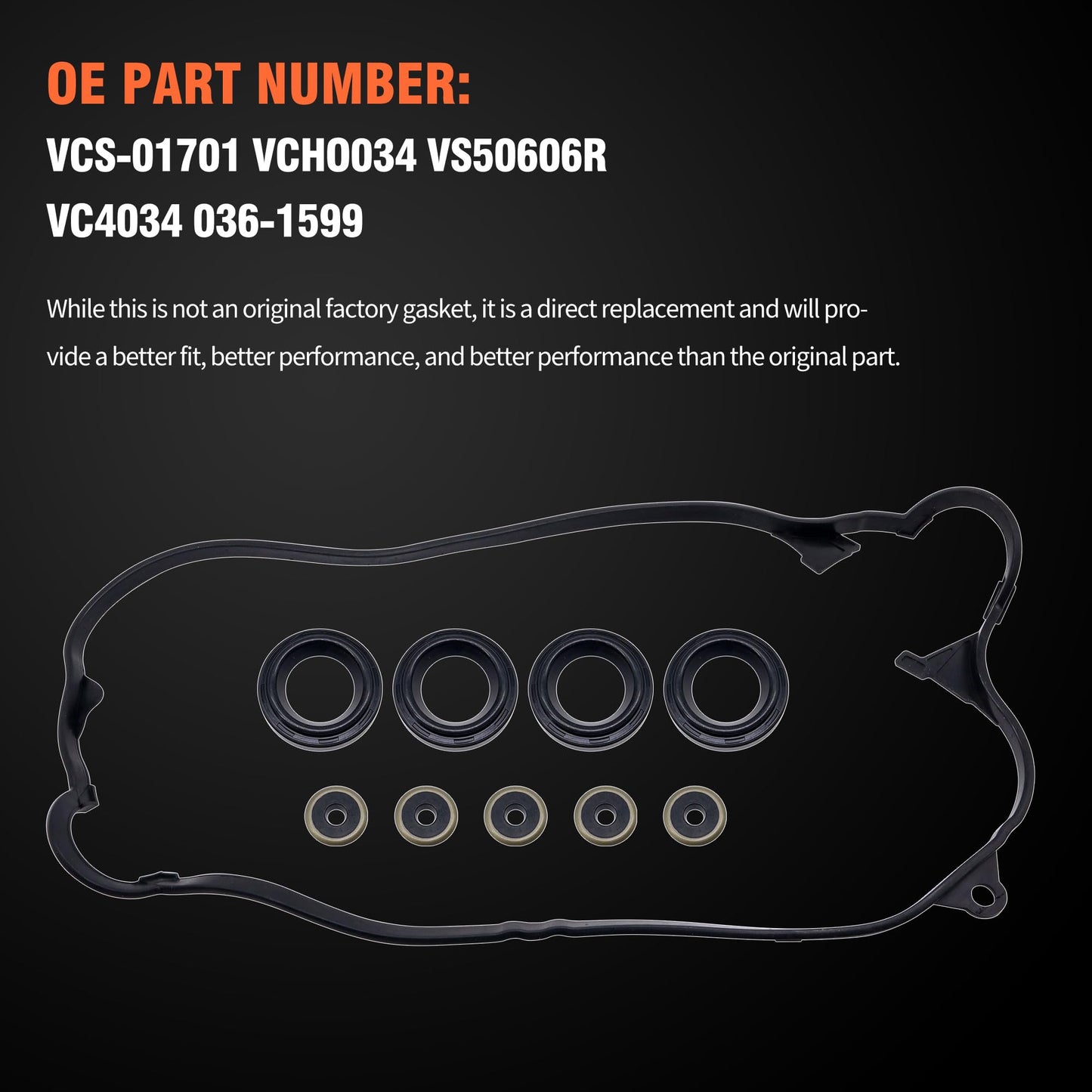 HiSport Engine Valve Cover Gasket Kit - Compatible with Honda Civic DX/LX V-TEC/EX V-TEC/HX V-TEC/GX V-TEC 1.7L 2001 2002 2003 2004 2005 - Replace VS50606R