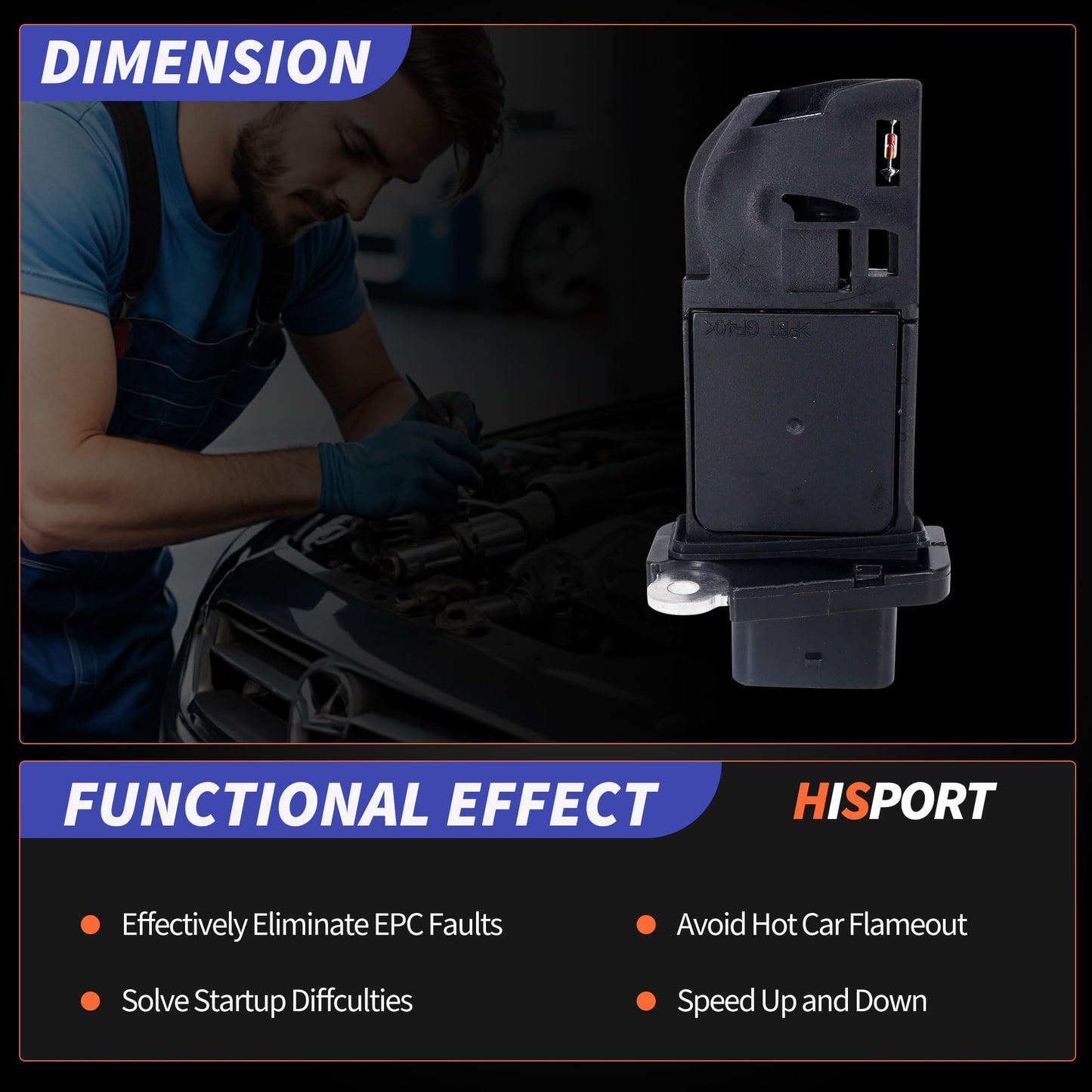 HiSport Mass Air Flow Sensor MAF 5-Pins 06J906461D Compatible with Audi A4 2009-2016, A5 2010-2014, A6 2012-2015, Q5 2011-2017, A3, Q3, allroad, Quattro Models